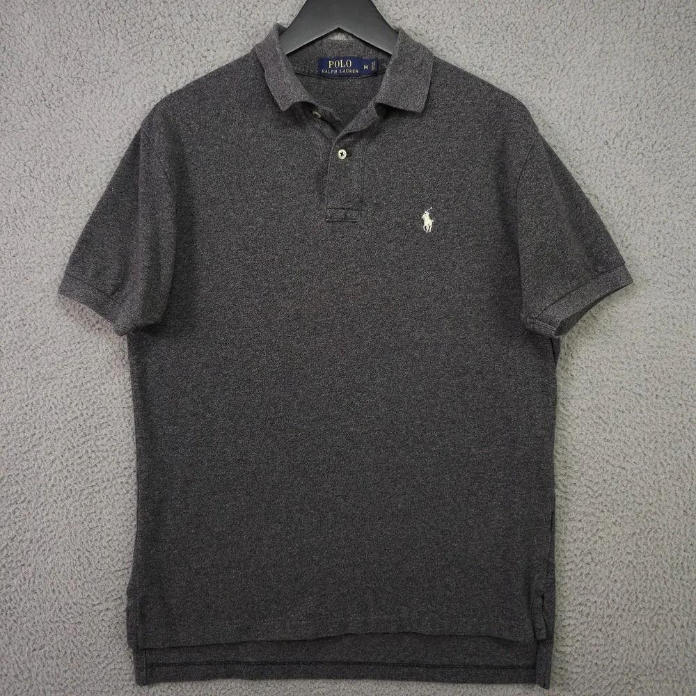 Polo Ralph Lauren Polo Shirt Mens Medium Dark Gray Pique Knit Preppy Pony Golf